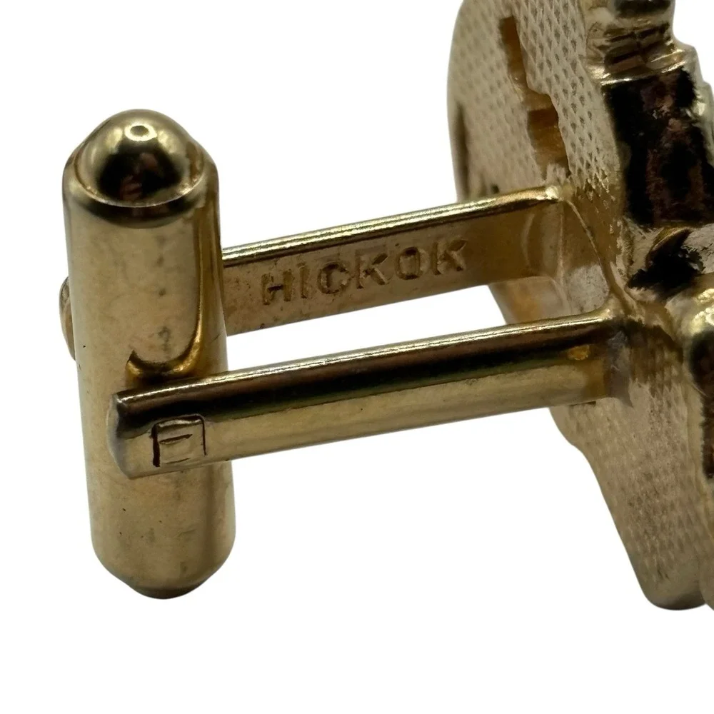 Fisherman Cufflinks by Hickok USA‎ Gold Tone Hooked Underwear Funny Nautical VTG